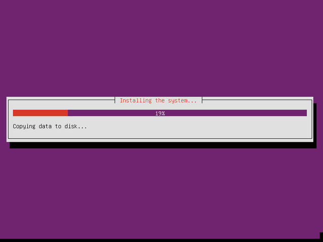 Началась установка операционной системы Ubuntu Server